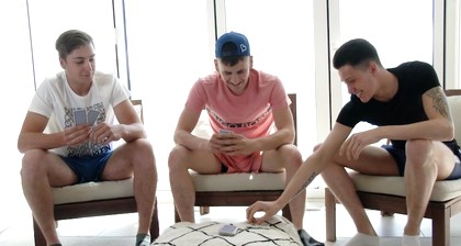 Straight Threesome Wank & Suck Each Other's Big Uncut Cocks & All Shoot Massive Loads!